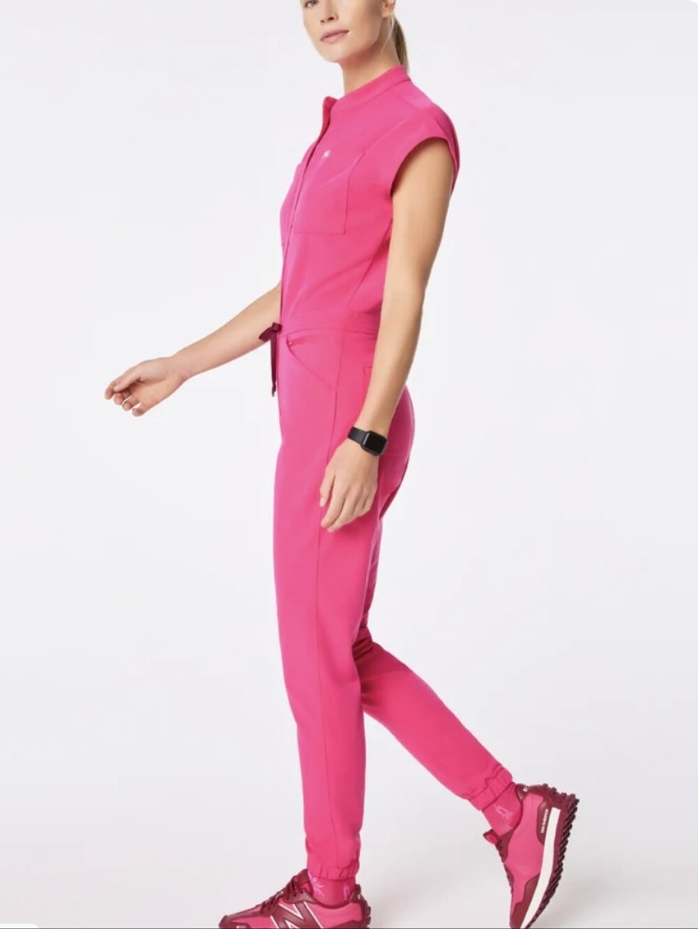 FIGS New Rafaela Cargo Jogger Scrub Jumpsuit Shocking Pink Size 2XL NWT